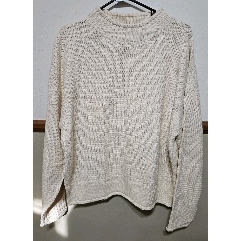 Zesica Sweater Womens Size XL Ivory Oversized Knit Mock Turtleneck Long Sleeve